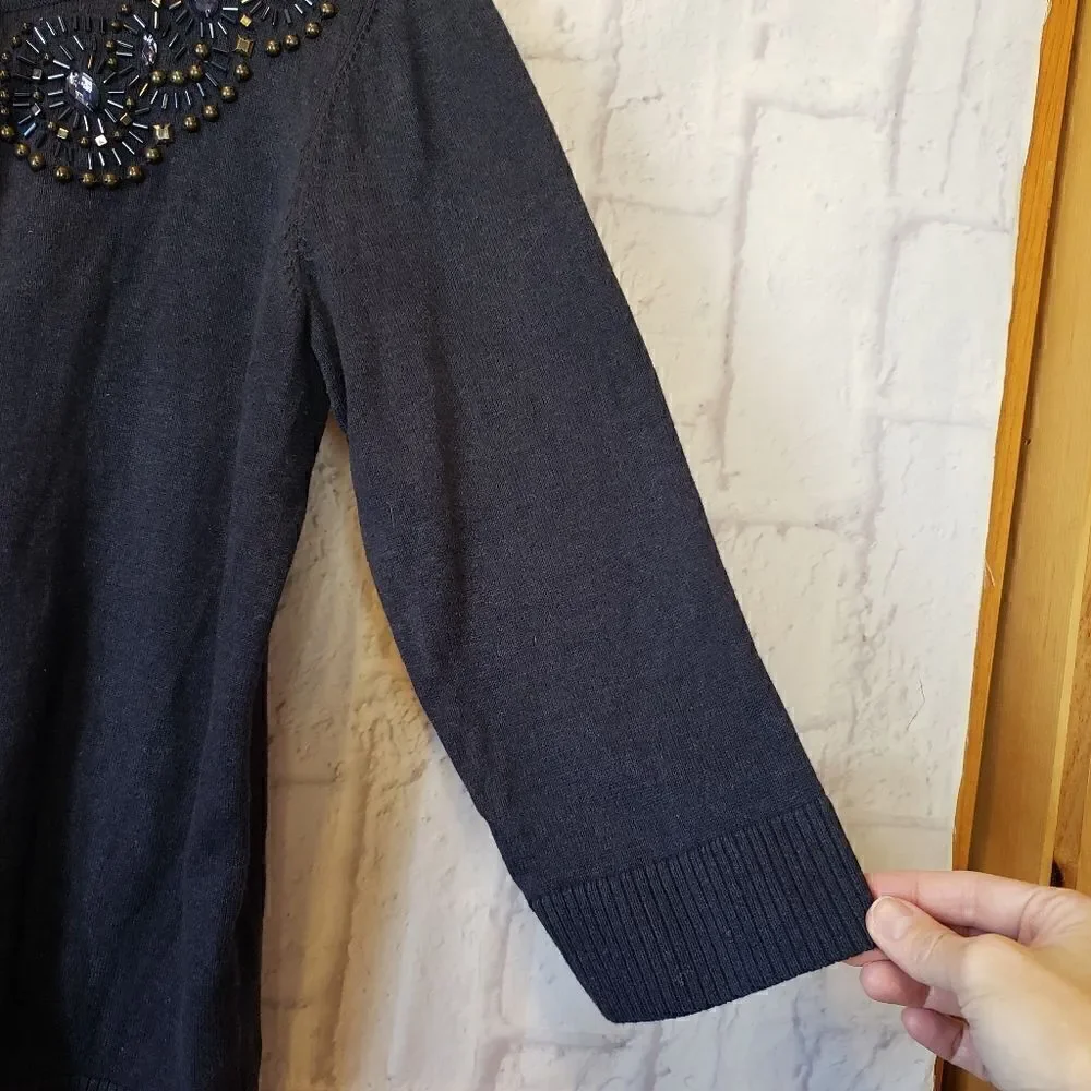 CHRISTOPHER & BANKS Bead Embellished Cardigan Sweater
